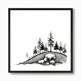 Sheep In The Woods Art Print