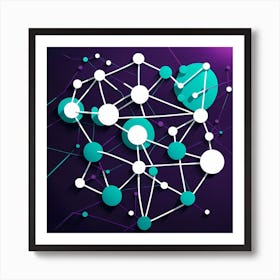 Abstract Network, modern home decor, vibrant colorful art, minimalist art, Science art, Molecular art, Class room Art Print