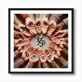 Tattooed Hands Art Print