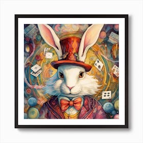 Alice In Wonderland The White Rabbit 2 Square Art Print