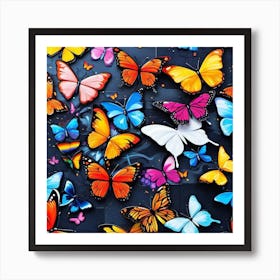 Many Colorful Butterflies Art Print