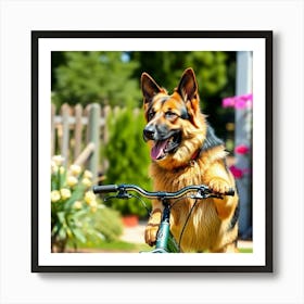 Asm German Shepherd Riding A Bike In The Garden On A S 7c05e755 Df91 4206 9e76 Ad519ce02544 Art Print