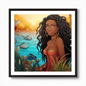 Mermaid In The Sea Art Print