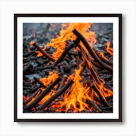 Fire In The Forest Art Print