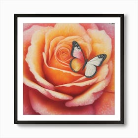 Butterfly On A Rose 1 Art Print