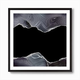 Black & Silver Glitter Agate Texture 04 Art Print