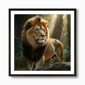 Lion In The Forest 4 Art Print