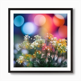 Bokeh Background With Flowers Art Print