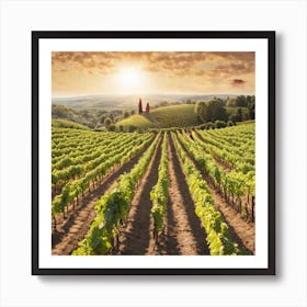 Sun Drenched Vineyard Where Rows Of Grapevines Stretch To The Horizon Promising The Magic Of Fine (1) Art Print