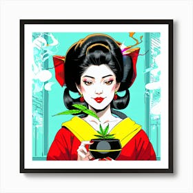 Asian Girl With Pot Art Print