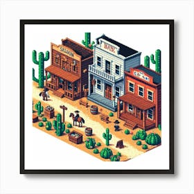 8-bit western town 2 Art Print