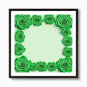 Green Roses Frame 4 Art Print