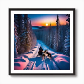 Sled Dogs In The Snow 3 Art Print