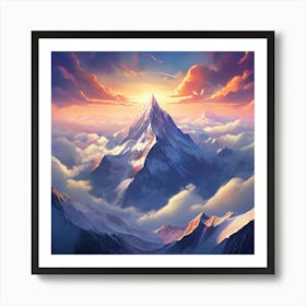 Snow Cappoed Mountains Tower Above The Clouds Breathtaking Landscape Visible From High Altitudes Art Print