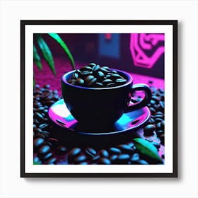 Neon Coffee Cup Art Print