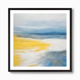 Abstract Beach 'Blue And Yellow' Art Print