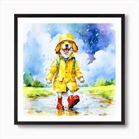 Dog In Raincoat Art Print