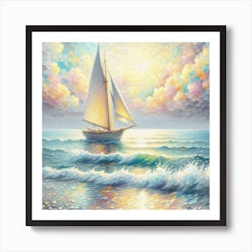 Lonely sailboat 1 Art Print