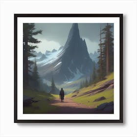 Man Walking Down A Path Art Print