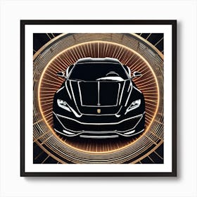 Black And Gold Sports Car Art Print