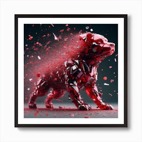 Dog from red glass 3 Art Print