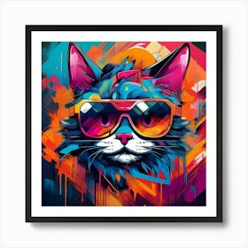 Cat In Sunglasses Art Print