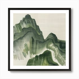 Japanese Watercolour Of Mount Ontake 3 Art Print