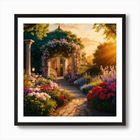 Garden At Sunset Art Print