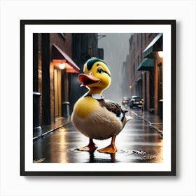 Ducky In The Rain Art Print