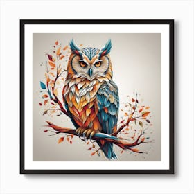 Owl On A Branch Art Print