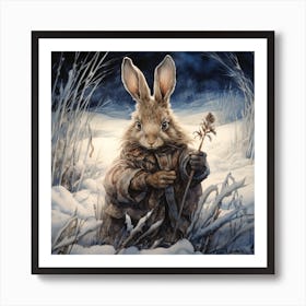Winter Hero. Magical Rabbit Art Print. Art Print