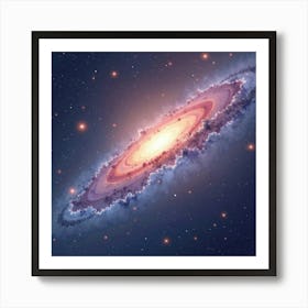 Soft Watercolor Of Distant, Glowing Galaxies 1 Art Print