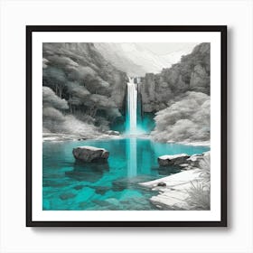 Waterfall In The Mountains 42 Art Print