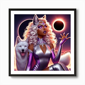 Afrovampyre and White Wolf Solar Eclipse 1 Art Print