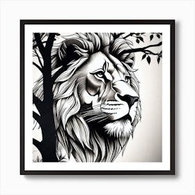 Lion In The Tree 2 Art Print