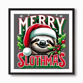 Merry Slothmas 1 Art Print