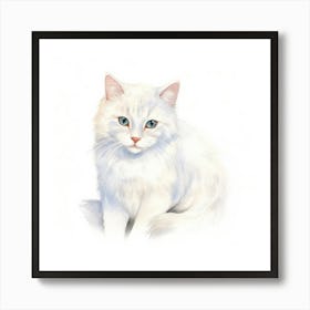 Russian White Cat Portrait 1 Art Print