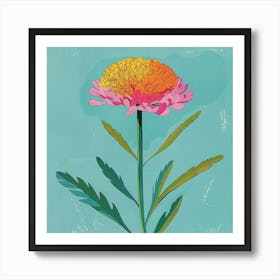 Scabiosa 1 Square Flower Illustration Art Print