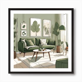 Green Living Room Art Print