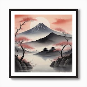 First Red Sunrise wall painting Art Print