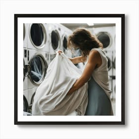 Woman In A Laundry Room Art Print