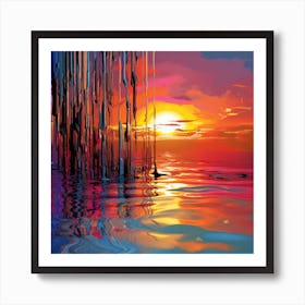 Sunset In The Water 1 Art Print