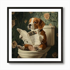 Beagle Reading Newspaper Art Print