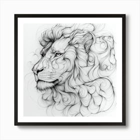 Lion Head Drawing Art Print