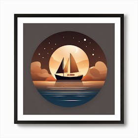 Sailboat In The Moonlight Art Print