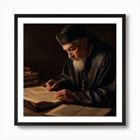Orthodox Monk Reading A Book Art Print