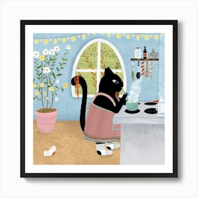 Cat In The Kitchen Art Print