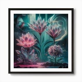 Generate A Surreal Scene Of Crystal Flowers Bloomi Tsgzwxfcsaqgfmhjvrtdvw Qhhefy Art Print