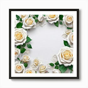 White Roses On White Background 2 Art Print