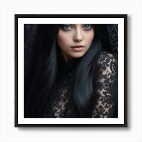 Black Haired Beauty Art Print